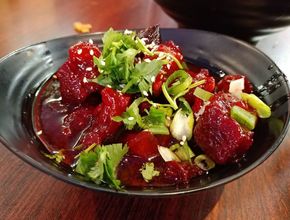 Glazed Red Braised Meat with Cilantro and Scallions